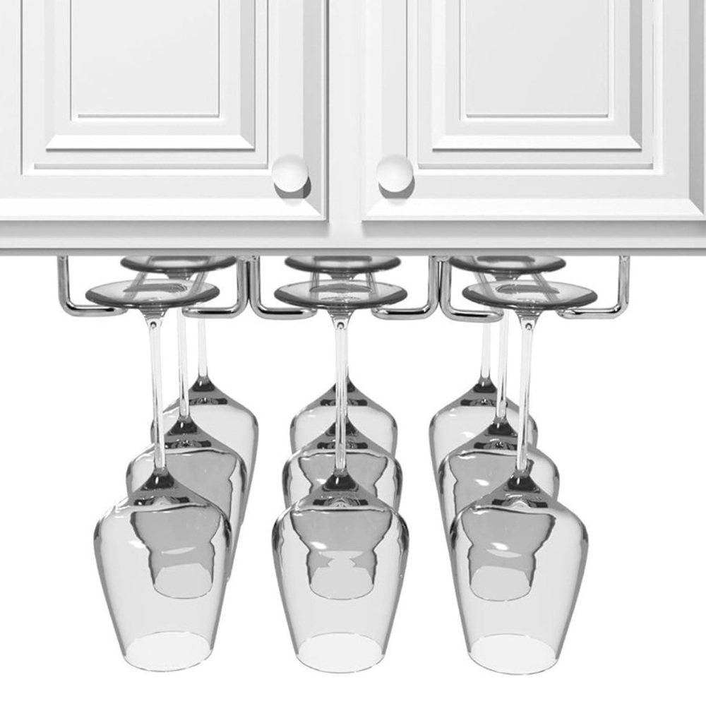 Under Cabinet Wine Glass Holder - Silver